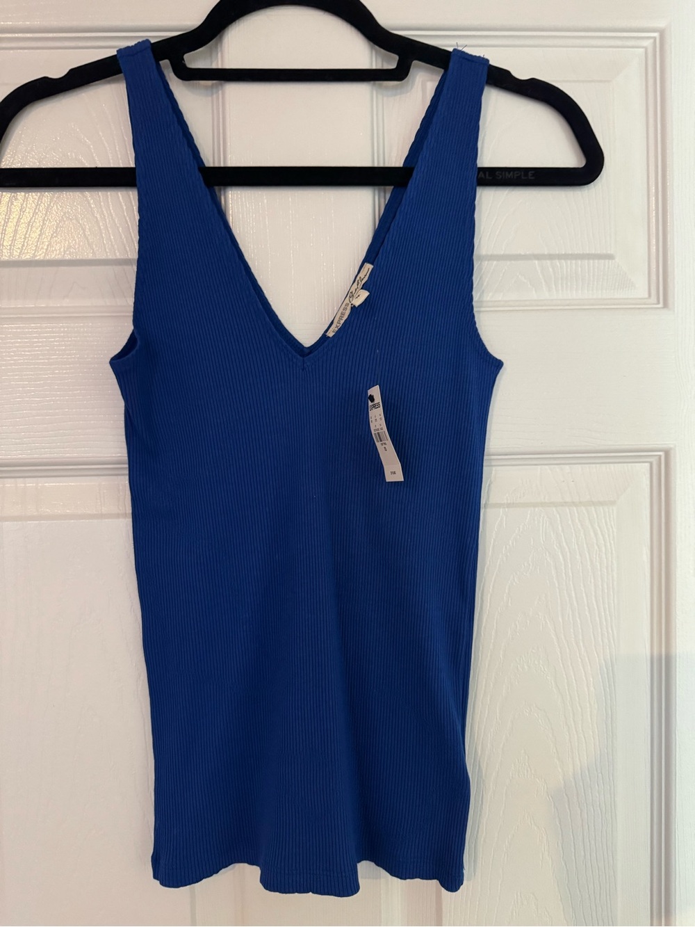 Express Royal Blue Ribbed V-Neck Tank